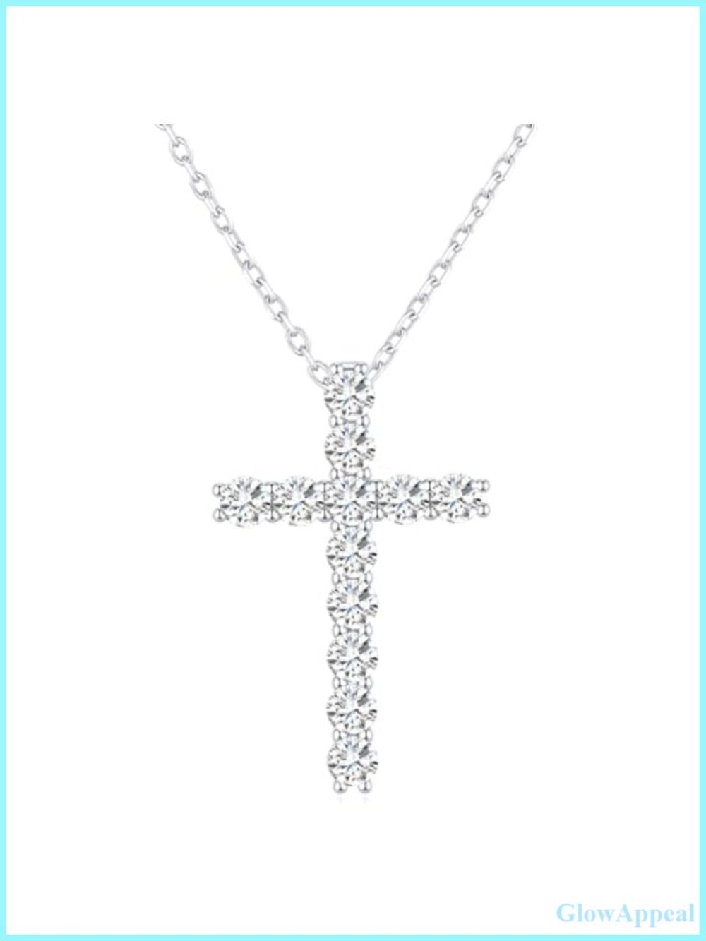 Moissanite Cross Necklace 1.2CT Sterling Silver 19in Pendant Religious Gift
